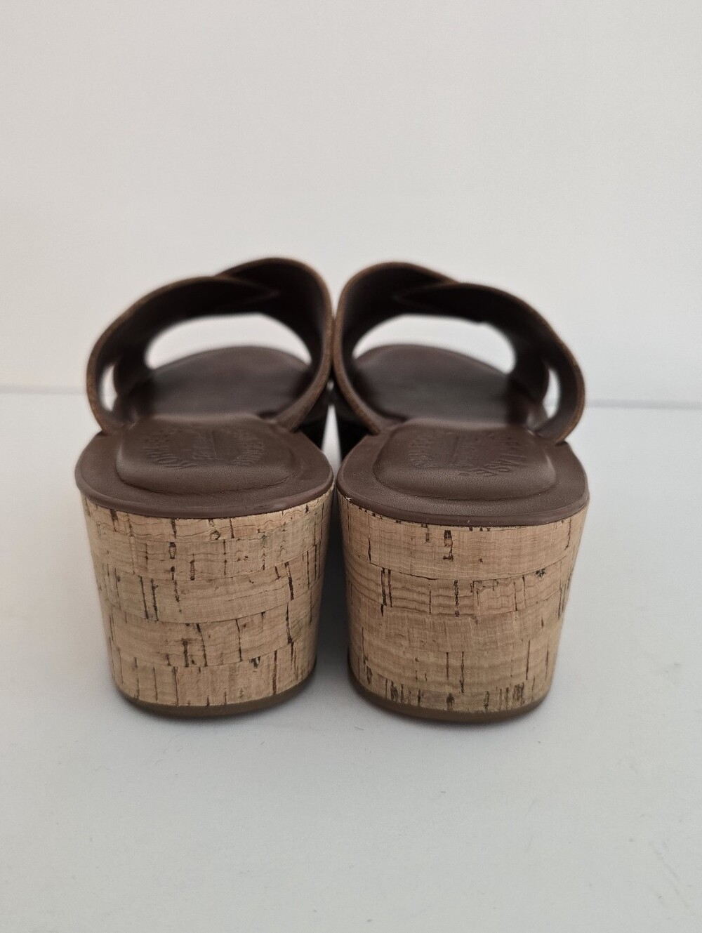 Kork-Ease Brown Leather Cork Wedge Slide Sandals - Picture 5 of 9